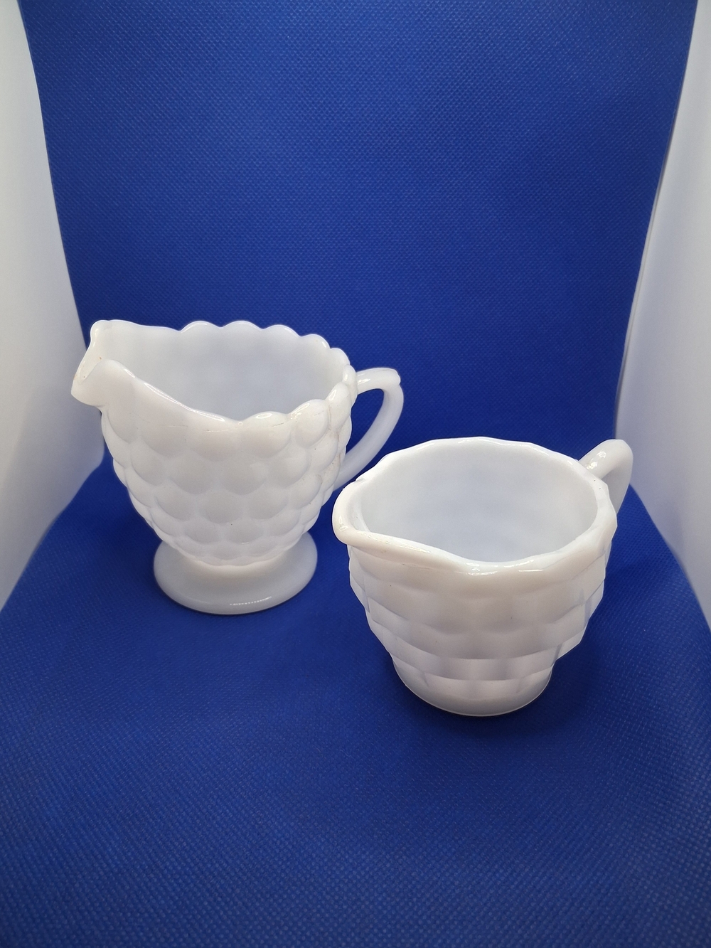 Anchor Hocking White Milk Glass Creamer and Sugar Set